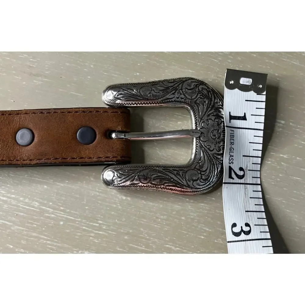 Vintage Tony Lama Western Hair Pipe Bone Bead and Concho Leather Belt